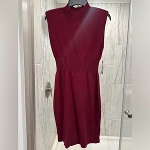 Guess Burgundy Sheath Sleeveless Cocktail Dress